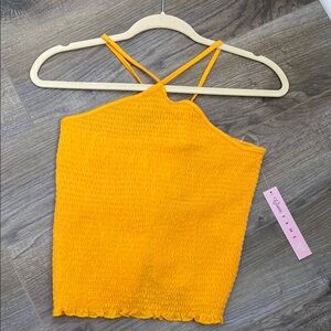 Crave Fame Orange Smocked Asymmetrical Camisole